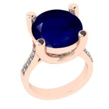 3.25 Ctw VS/SI1 Blue Sapphire And Diamond 14k Rose Gold Engagement Ring (ALL DIAMOND ARE LAB GROWN)