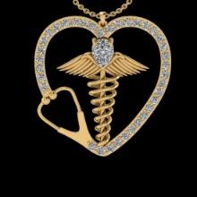 2.01 Ctw VS/SI1 Diamond 10K Yellow Gold Veterinary Doctor theme Pendant (ALL DIAMOND ARE LAB GROWN )