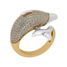 1.76 Ctw SI2/SI1 Diamond Style Prong Set 18K Yellow & White Gold two tone Dolphin Ring