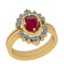 1.40 Ctw VS/SI1 Ruby And Diamond 14K Yellow Gold Anniversary Ring