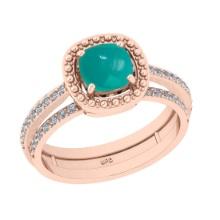 1.14 Ctw I2/I3 Emerald And Diamond 14K Rose Gold Engagement Ring