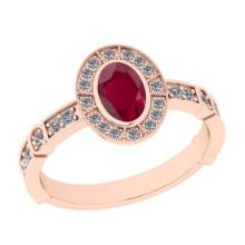 1.07 Ctw VS/SI1 Ruby And Diamond 14K Rose Gold Wedding Ring