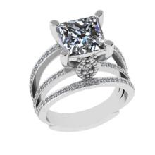 2.70 Ctw VS/SI1 Diamond 14k White Gold Engagement Ring (ALL DIAMOND ARE LAB GROWN )