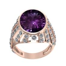 14.31 Ctw VS/SI1 Amethyst and Diamond 14k Rose Gold Engagement Ring(ALL DAMONDS ARE LAB GROWN)