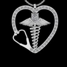 2.01 Ctw VS/SI1 Diamond 10K White Gold Veterinary Doctor theme Pendant (ALL DIAMOND ARE LAB GROWN )