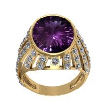 14.31 Ctw VS/SI1 Amethyst and Diamond 14k Yellow Gold Engagement Ring(ALL DAMONDS ARE LAB GROWN)