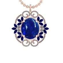 40.84 Ctw VS/SI1 Tanzanite,Blue Sapphire and Diamond 14K Rose Gold Pendant