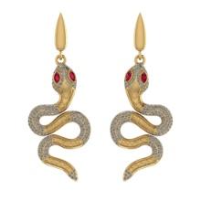 2.15 CtwVS/SI1 Ruby and Diamond 14K Yellow Gold Sneak Earrings