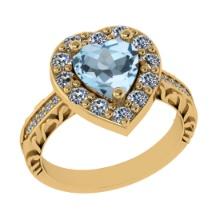 2.52 Ctw VS/SI1 Blue Topaz And Diamond 14K Yellow Gold Engagement Ring( ALL DIAMOND ARE LAB GROWN )