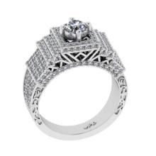 1.52 Ctw VS/SI1 Diamond 10K White Gold Engagement Halo Ring(ALL DAMONDS ARE LAB GROWN)