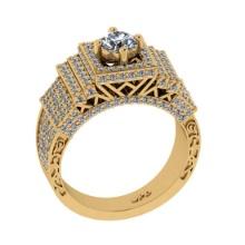 1.52 Ctw VS/SI1 Diamond 10K Yellow Gold Engagement Halo Ring(ALL DAMONDS ARE LAB GROWN)