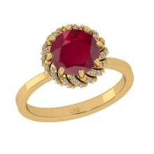 2.25 Ctw VS/SI1 Ruby and Diamond Prong Set 14K Yellow Gold Engagement Ring