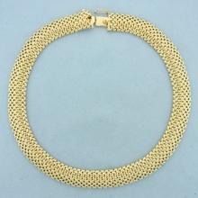 15 Inch Mesh Design Chain Necklace In 14k Yellow Gold