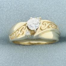 Vintage Old European Cut Diamond Engagement Ring In 14k Yellow Gold