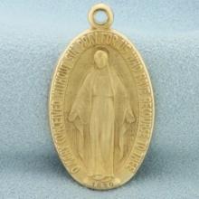 Miraculous Virgin Mary Religious Pendant In 14k Yellow Gold