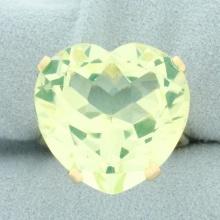 Large Ceylon Green Spinel Heart Ring In 14k Yellow Gold