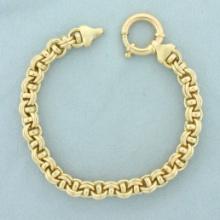 Italian Double Rolo Link Bracelet In 14k Yellow Gold