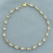 Aquamarine Tennis Bracelet In 10k Yellow Gold