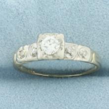 Vintage Diamond Engagement Ring In 14k Yellow And White Gold