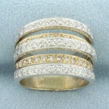 Diamond Multi Row Stacking Ring In 14k White And Yellow Gold