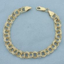 Triple Loop Charm Bracelet In 14k Yellow Gold