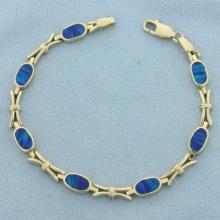 Black Opal Inlay Bracelet In 14k Yellow Gold