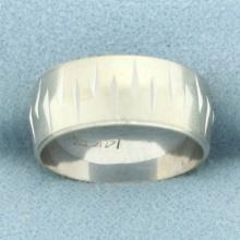 Diamond Cut Reflective Wide Band Ring In 14k White Gold