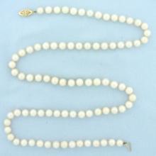 Vintage Cultured Akoya Pearl Strand Necklace In 14k Yellow Gold