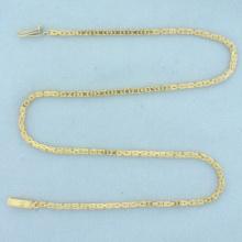 Italian Squared Byzantine Link Chain Necklace In 14k Yellow Gold