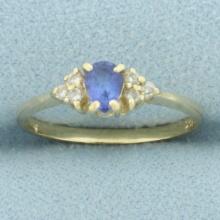 Sapphire And Diamond Ring In 14k Yellow Gold