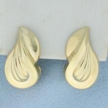 Italian Designer Tear Shaped Earrings In 14k Yellow Gold