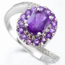 Amethyst Halo Ring In Sterling Silver