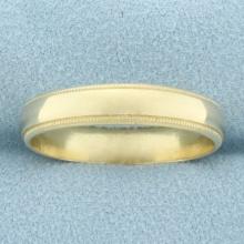 Mens Beaded Edge Milgrain Wedding Band Ring In 14k Yellow Gold