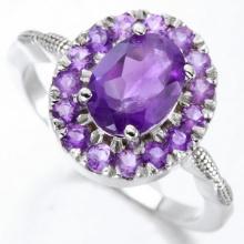 Amethyst Halo Ring In Sterling Silver