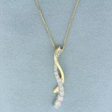 Diamond Journey Twist Design Necklace In 14k Yellow & White Gold