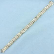 Initial F Double Line Diamond Tennis Bracelet In 14k Yellow Gold