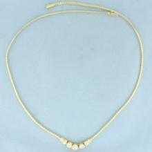 Italian Diamond Omega Necklace In 14k Yellow Gold