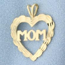 Mom Heart Pendant In 14k Yellow Gold