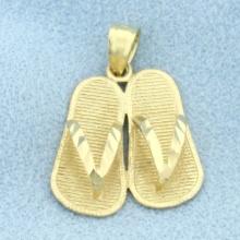 Beach Flip-flop Sandals Pendant In 14k Yellow Gold