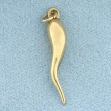 Italian Horn Charm Or Pendant In 14k Yellow Gold