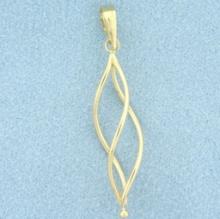 Abstract Spiral Drop Pendant In 14k Yellow Gold