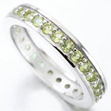 Peridot Eternity Stacking Band Ring In Sterling Silver