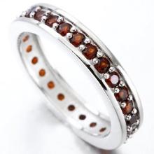 Garnet Eternity Stacking Band Ring In Sterling Silver