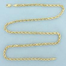 20 Inch Diamond Cut Rope Link Chain Necklace In 14k Yellow Gold