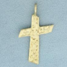 Diamond Cut Cross Pendant In 14k Yellow Gold