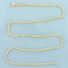 20 Inch Rope Link Chain Necklace In 14k Yellow Gold