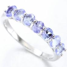 Tanzanite Stacking Band Ring In Sterling Silver