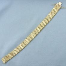 Italian Diamond Cut Wide Zigzag Woven Bracelet In 14k Yellow Gold