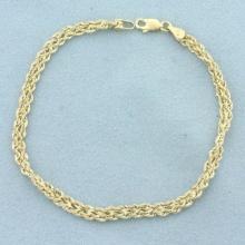 Italian Double Rope Bracelet In 10k Yellow Gold