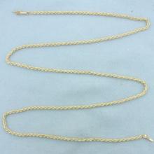 24 Inch Rope Link Chain Necklace In 14k Yellow Gold